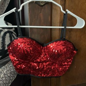 Balera Red Sequin Crop Top/ Bra